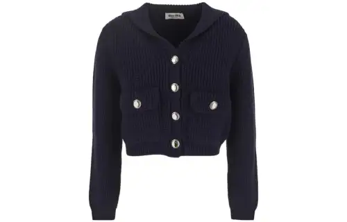 MIU MIU Knitwear Women's Navy Moderate Cardigan