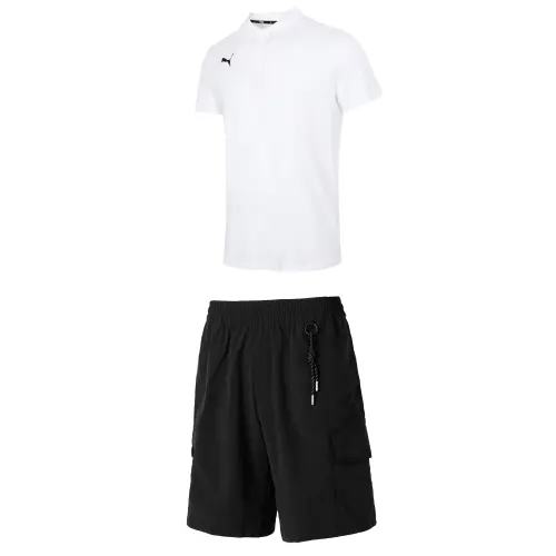 PUMA Casual Sportswear Men's White+Black Polo Collar Moderate