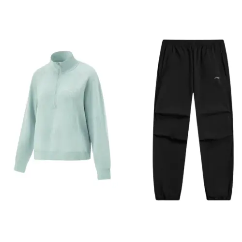 Li Ning Sweatshirt Sets Women's Stand Collar Moderate