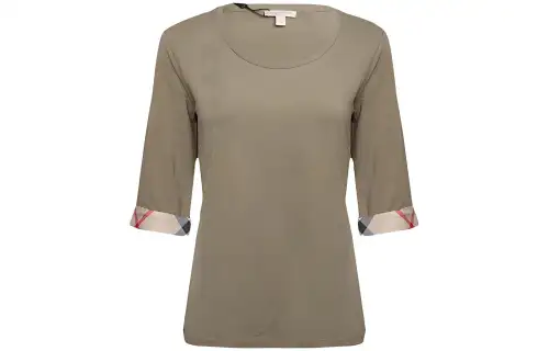 Burberry T Shirts Women's Green Crew Neck Moderate Straight Fit