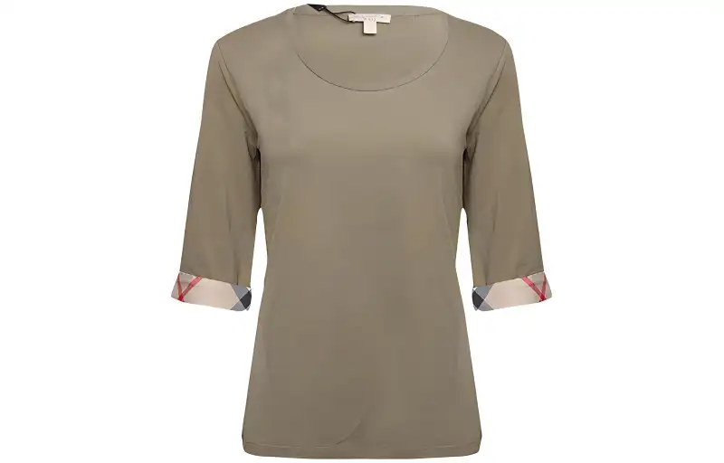 Burberry T Shirts Women's Green Crew Neck Moderate Straight Fit