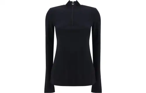 PRADA T Shirts Women's Black Stand Collar Moderate Straight Fit