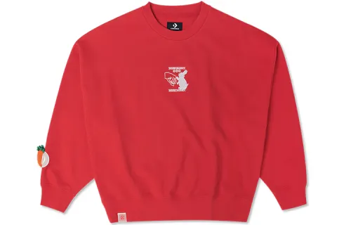 Converse CNY Sweatshirts Women's Red Crew Neck Moderate Regular