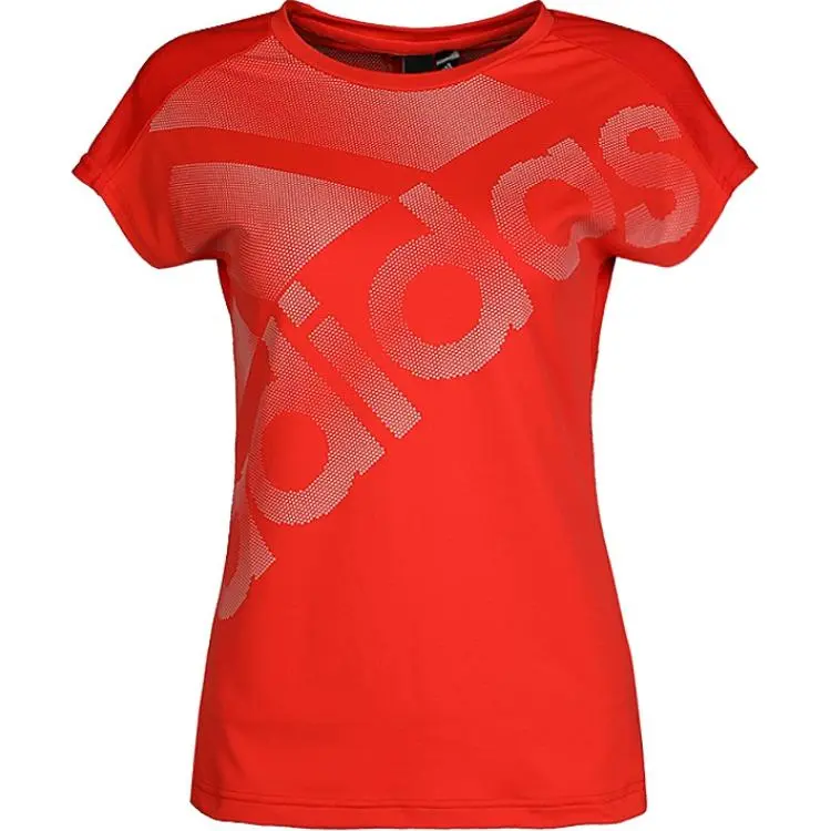 Adidas T-Shirts Women's Red Crew Neck Moderate Straight Fit