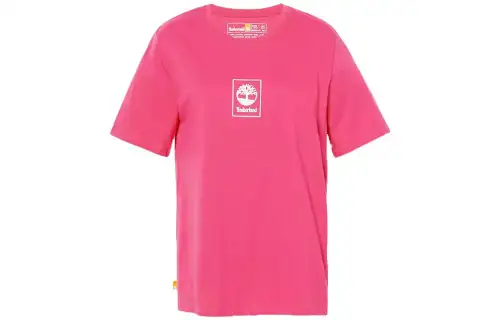 Timberland T Shirts Women's Rose Red Crew Neck Moderate Straight Fit