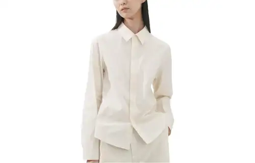 UNIQLO Shirts Women's Light Beige Lapel Moderate Shirt