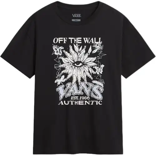 Vans T Shirts Women's Black Crew Neck Moderate Straight Fit