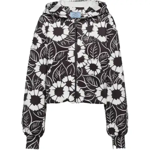 PRADA Jackets Women's Black Hooded Moderate Other