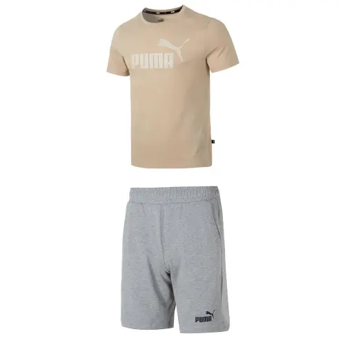 PUMA Casual Sportswear Men's Brown+Gray Crew Neck Moderate
