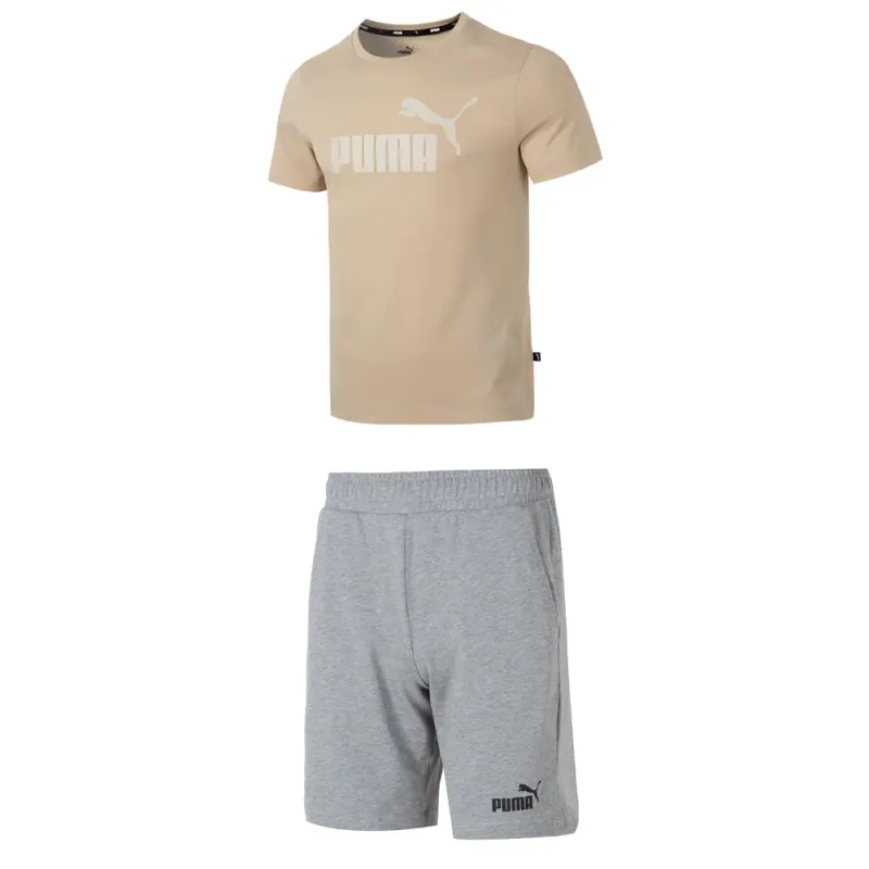 PUMA Casual Sportswear Men's Brown+Gray Crew Neck Moderate
