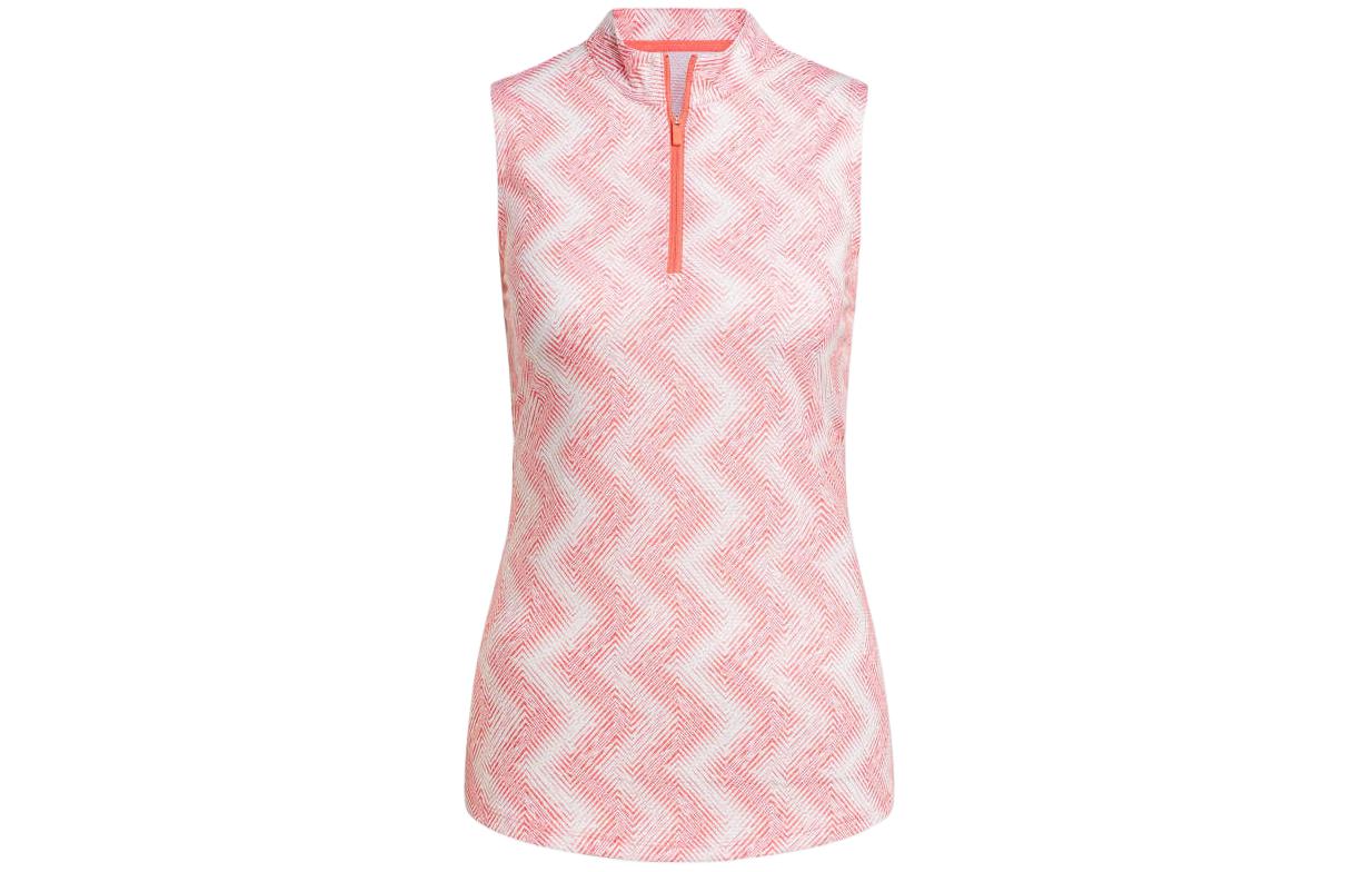 Adidas Women's Ultimate365 Ottoman Printed Sleeveless Polo Shirt Preloved Scarlet