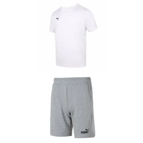 PUMA Casual Sportswear Men's White+Gray Crew Neck Moderate