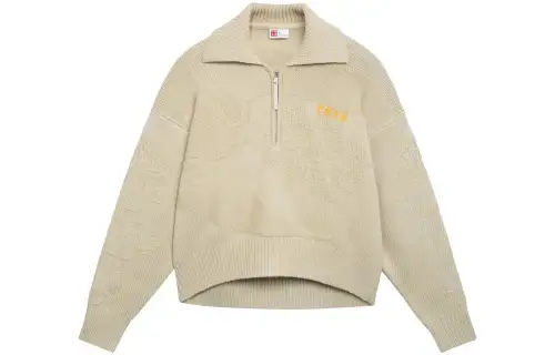 Li Ning Knitwear Women's Khaki Lapel Moderate Other