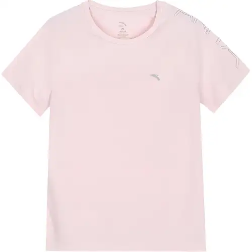 ANTA T Shirts Women's Soft Pink Crew Neck Moderate Straight Fit