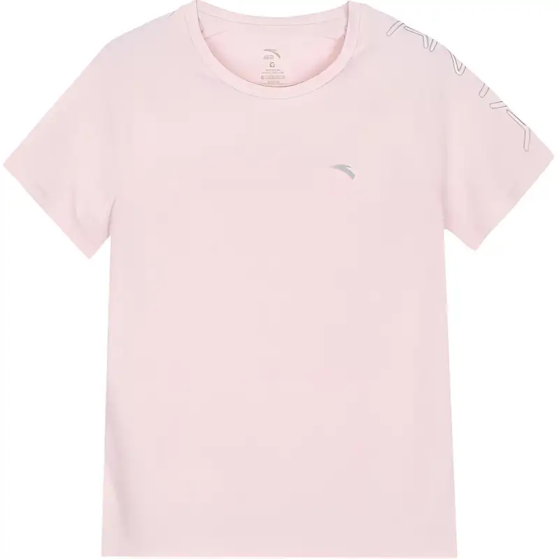 ANTA T Shirts Women's Soft Pink Crew Neck Moderate Straight Fit
