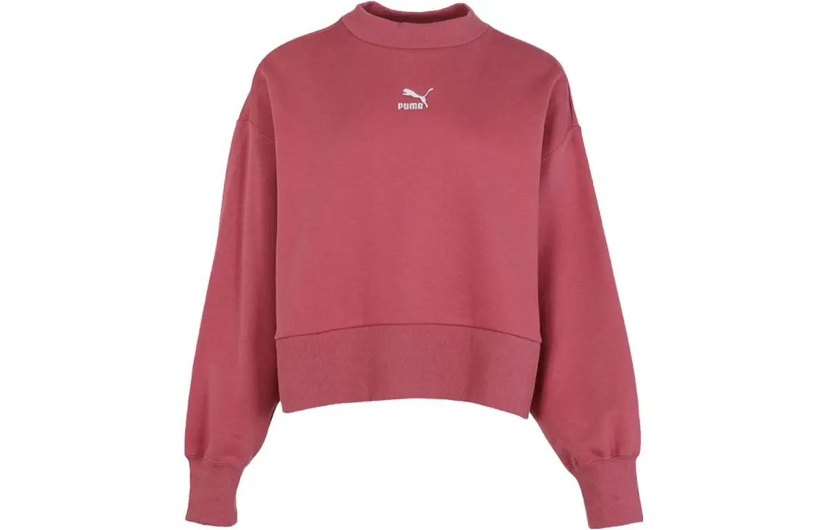 PUMA Sweatshirts Women's Pink Crew Neck Moderate Straight Fit