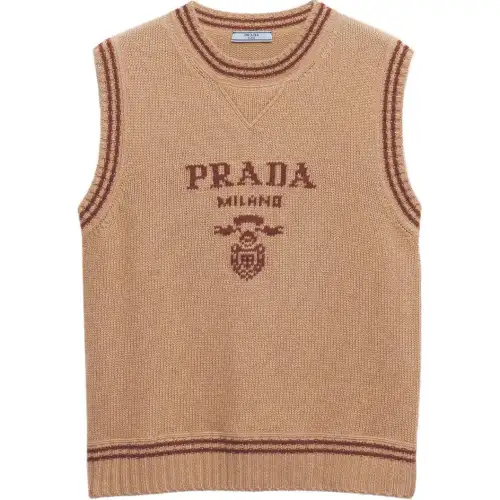 Prada Intarsia logo ribbed wool vest