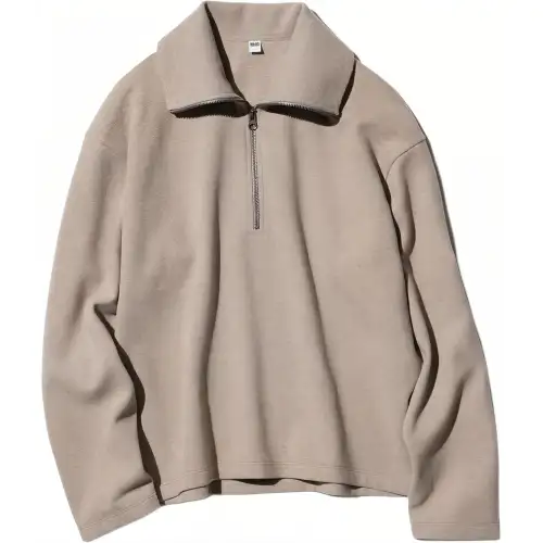 UNIQLO Knitwear Women's Beige Polo Collar Moderate Other