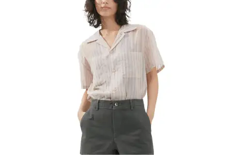 UNIQLO Shirts Women's Pastel Pink Lapel Moderate Shirt