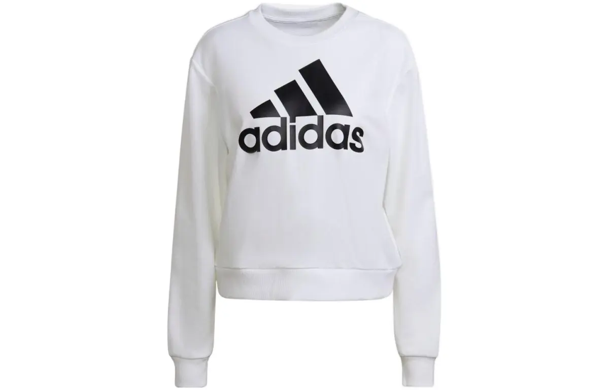 Adidas Sweatshirts Women's White Crew Neck Moderate Regular