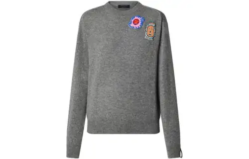 LOUIS VUITTON X Yayoi Kusama Cashmere Sweaters Women's Gray Crew Neck Moderate