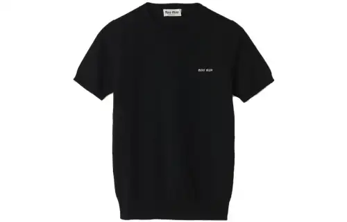 Miu Miu logo-intarsia cashmere top