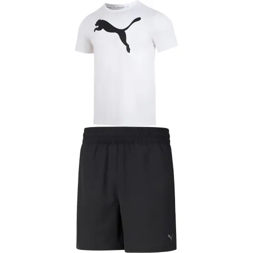 PUMA Casual Sportswear Men's White+Black Crew Neck Moderate
