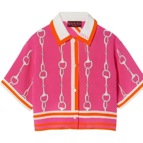 GUCCI Shirts Women's Pink Lapel Moderate Other
