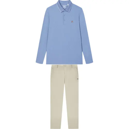 FILA Casual Sportswear Men's Tunnel Matte Blue+Tunnel Matte Gray Polo Collar Moderate