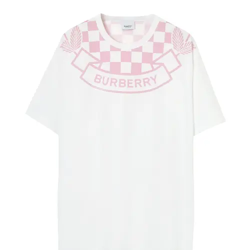 Burberry Logo Printed Checked Crewneck T-Shirt