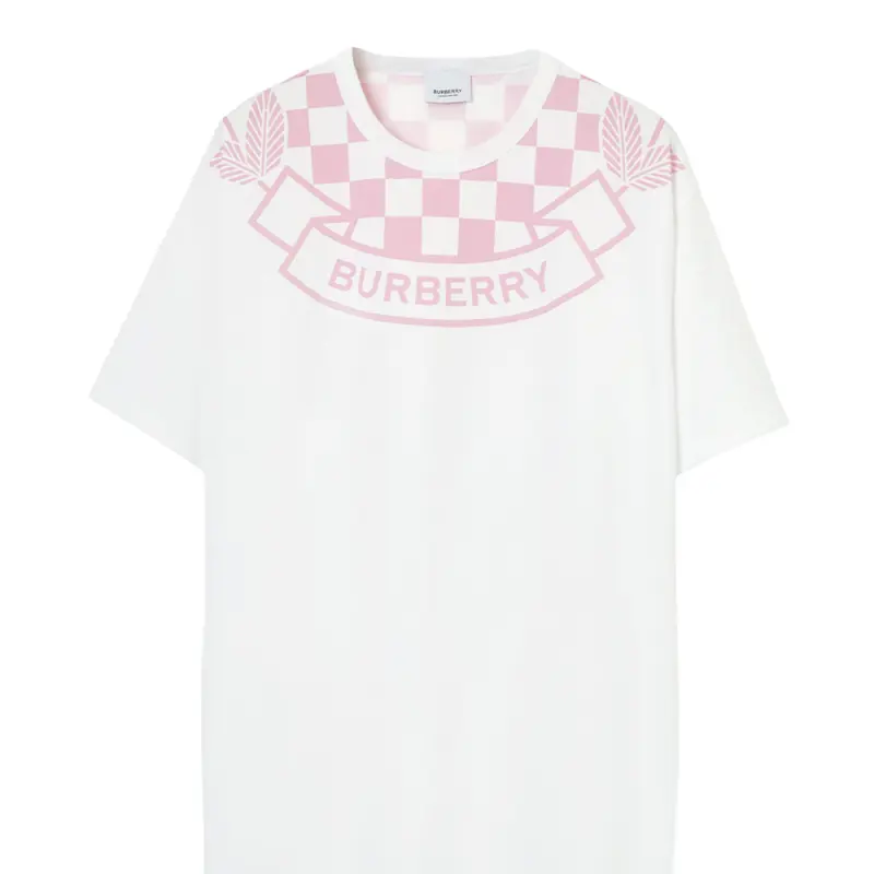 Burberry Logo Printed Checked Crewneck T-Shirt
