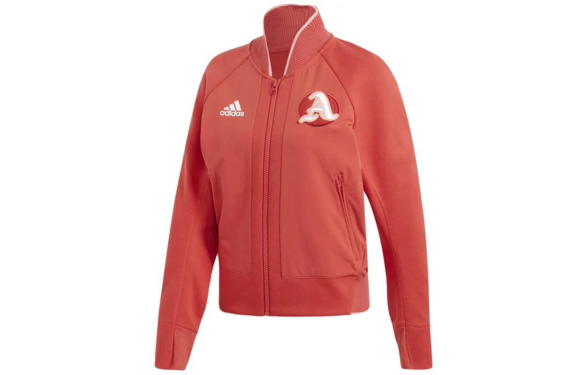 Adidas Jackets Women's Red Stand Collar Moderate Straight Fit