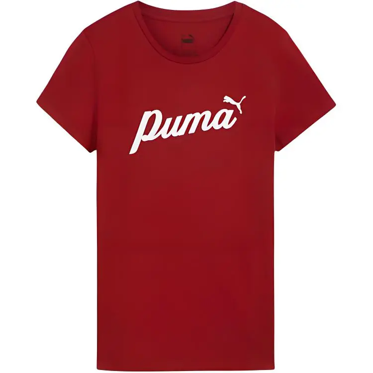 PUMA ESS+Script T Shirt Women's Dark Red