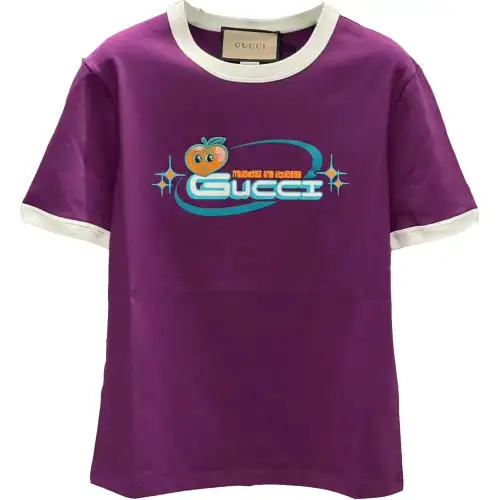 GUCCI T Shirts Women's Purple Crew Neck Moderate Straight Fit