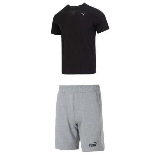 PUMA Casual Sportswear Men's Black+Gray Crew Neck Moderate