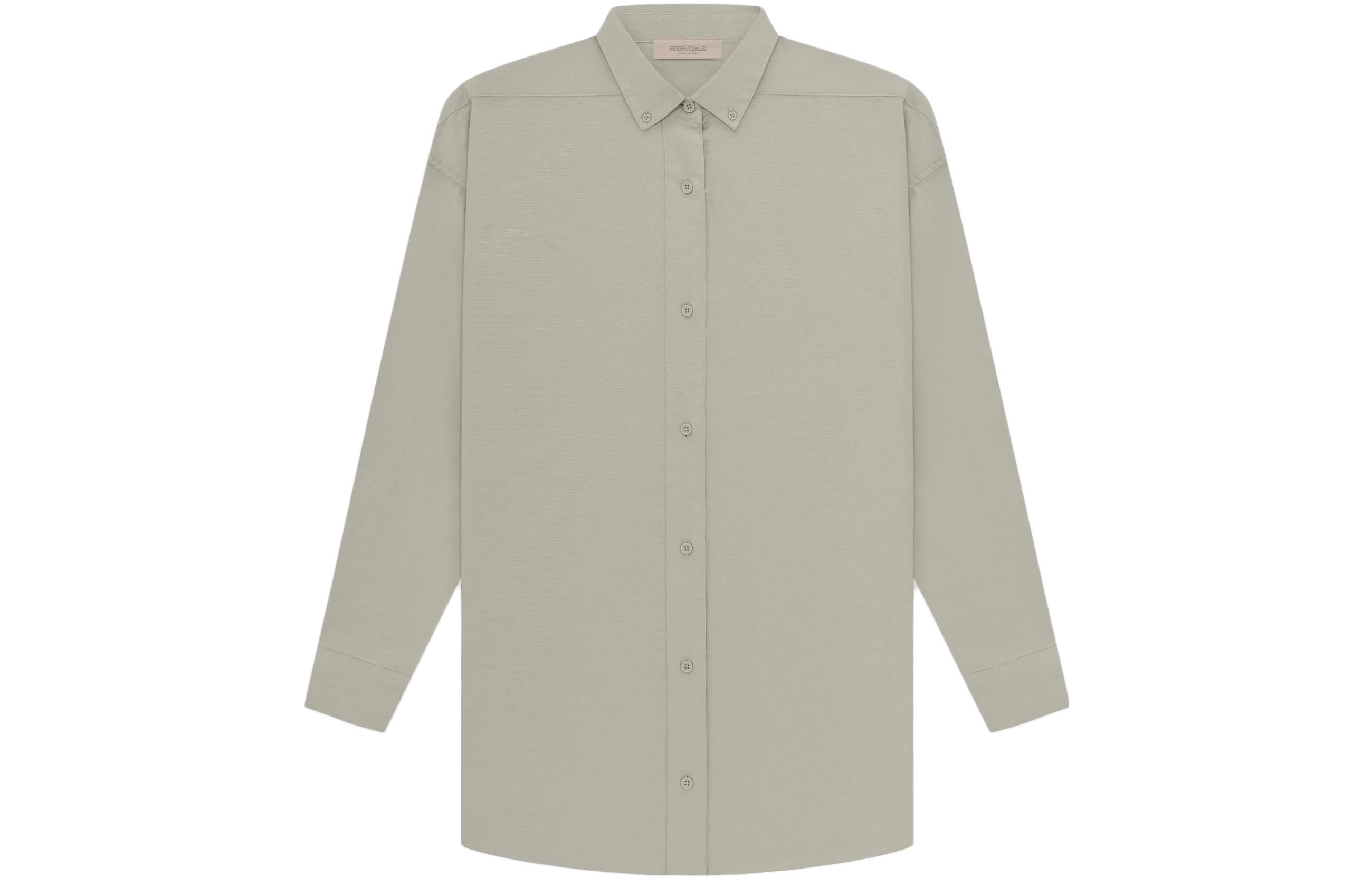 Fear of God Essentials Drop2 SS23 Womens LS Oxford Seal Solid Color Casual Loose Long Sleeve Shirt Women's Seal Gray
