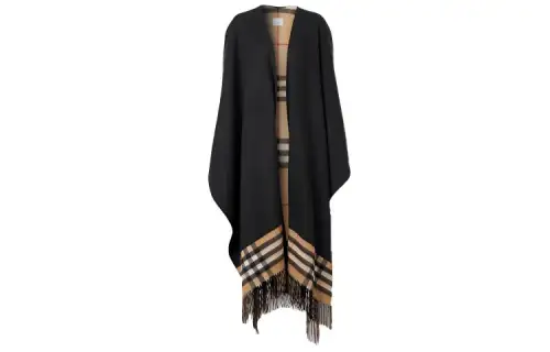 Burberry Fringed Check Cape