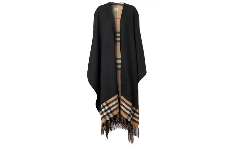 Burberry Fringed Check Cape