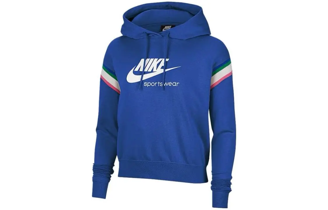 Nike Sweatshirts Women's Blue Hooded Moderate Straight Fit
