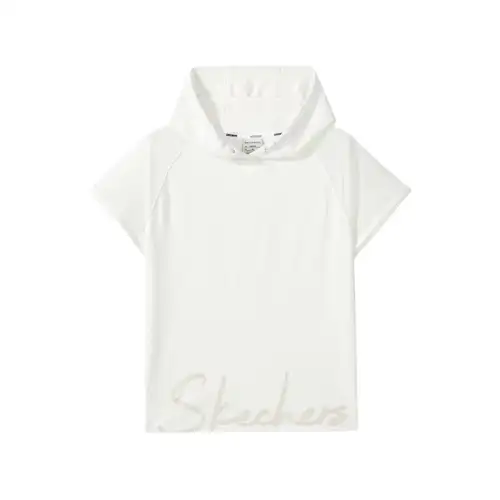 Skechers T Shirts Women's Marshmallow White Hooded Moderate Straight Fit