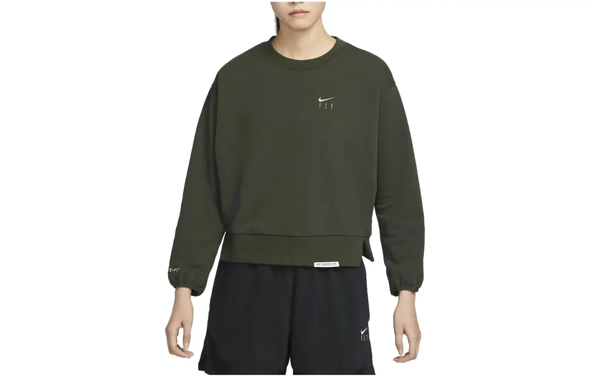 Nike Sweatshirts Women's Green Crew Neck Moderate Straight Fit