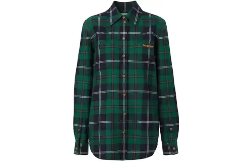 Burberry Shirts Women's Green Lapel Moderate Shirt