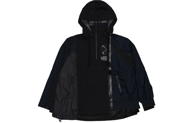 Nike Women's X Sacai Double Zip Jacket 'Black/Dark Obsidian'