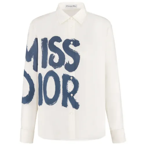 DIOR Shirts Women's White Pointed Collar Moderate Other