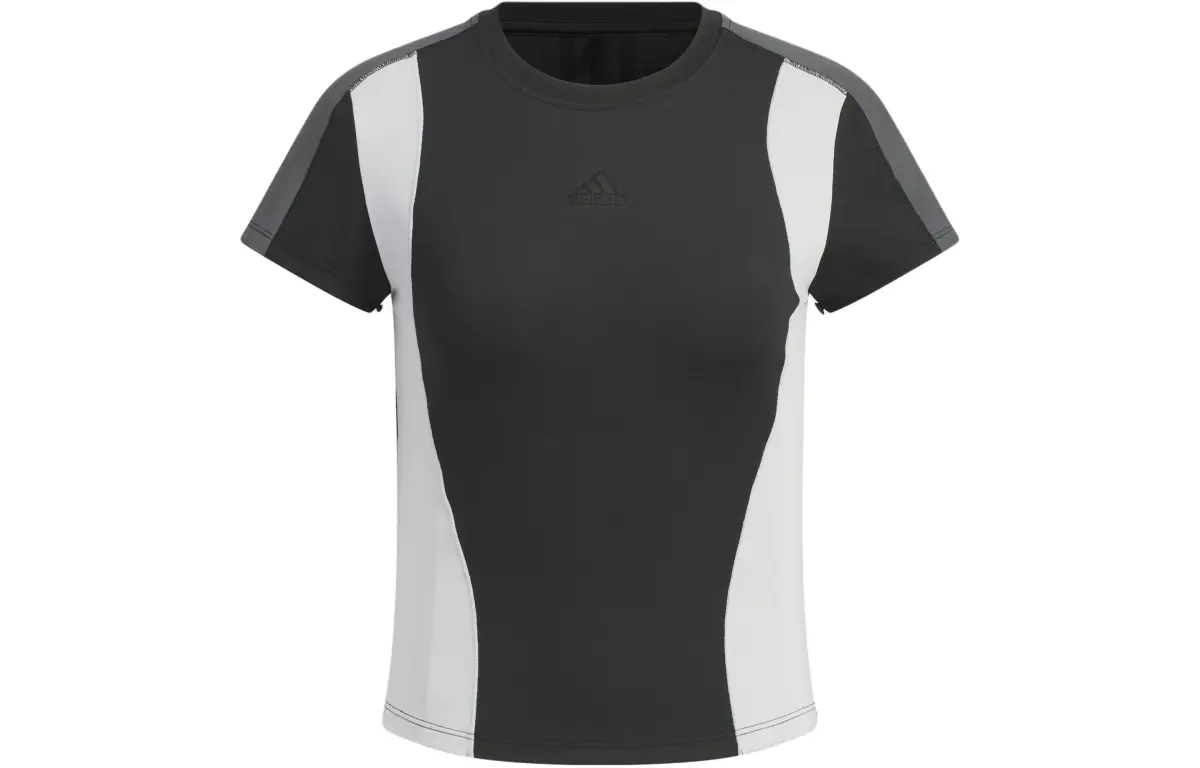 Adidas T-Shirts Women's Black Crew Neck Moderate Nipped-in Waist