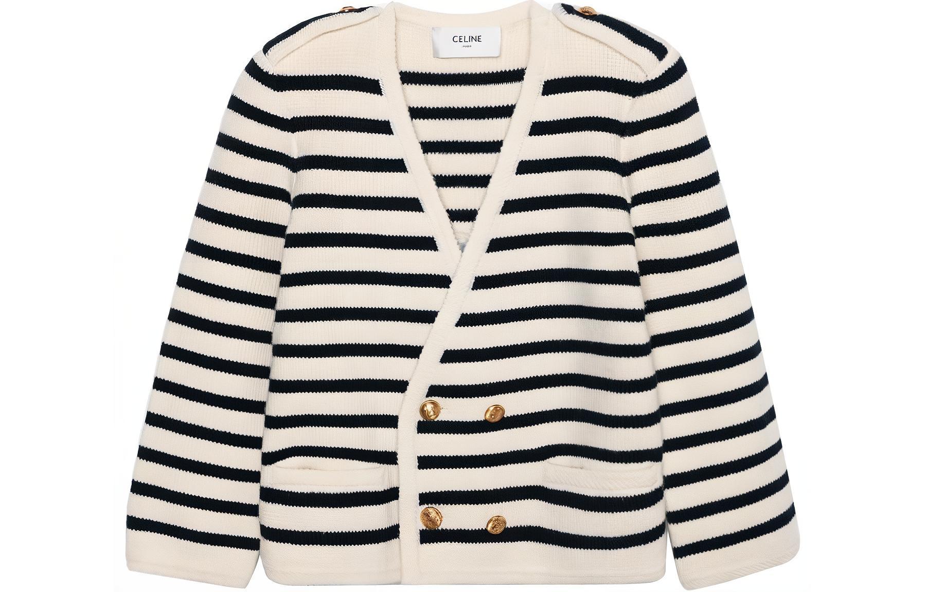 Женский джемпер CELINE Striped Double-breasted (бежевый)