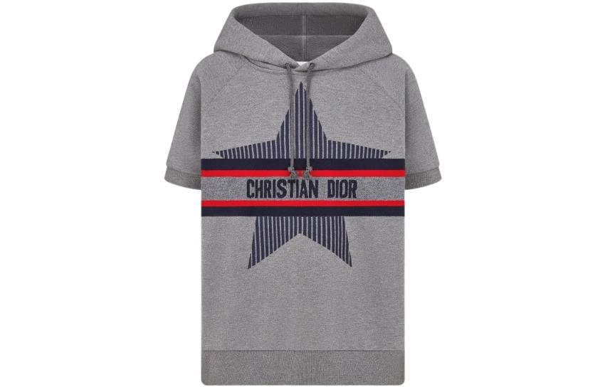 DIOR Dior FW22 "Alps" capsule series FW22 letter print pullover short-sleeved sweatshirt, women's gray