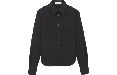 SAINT LAURENT Shirts Women's Black Pointed Collar Moderate Other