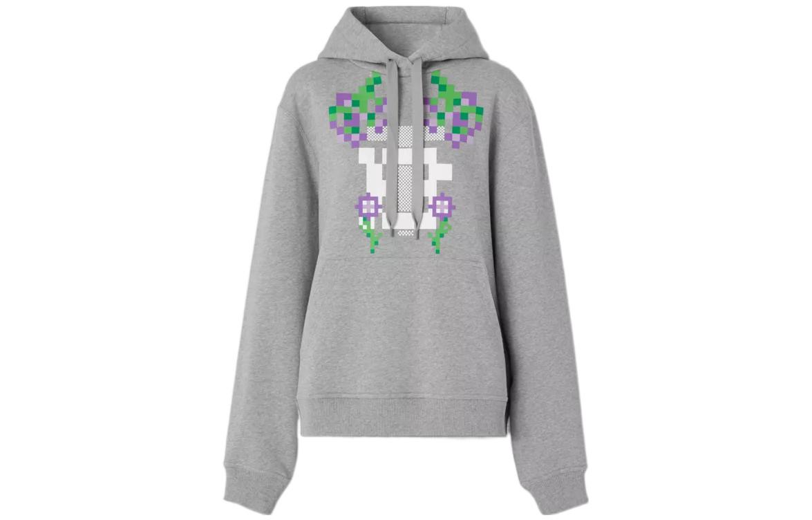 Burberry Burberry x Minecraft FW22 pixel pattern printed hooded drawstring sweatshirt women's gray