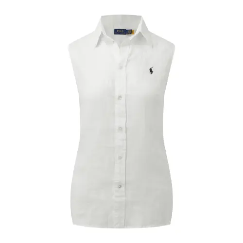 Polo Ralph Lauren White shirt sleevless, logo embroidery service